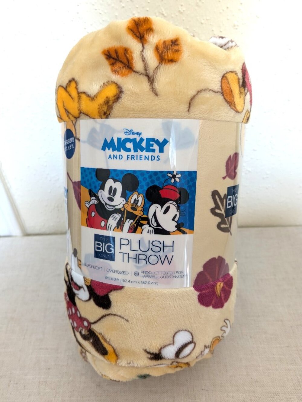 The Big One Disney Mickey and Friends Oversized Plush Throw Blanket Autumn NWT